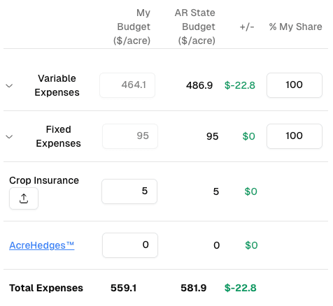 Budget Table